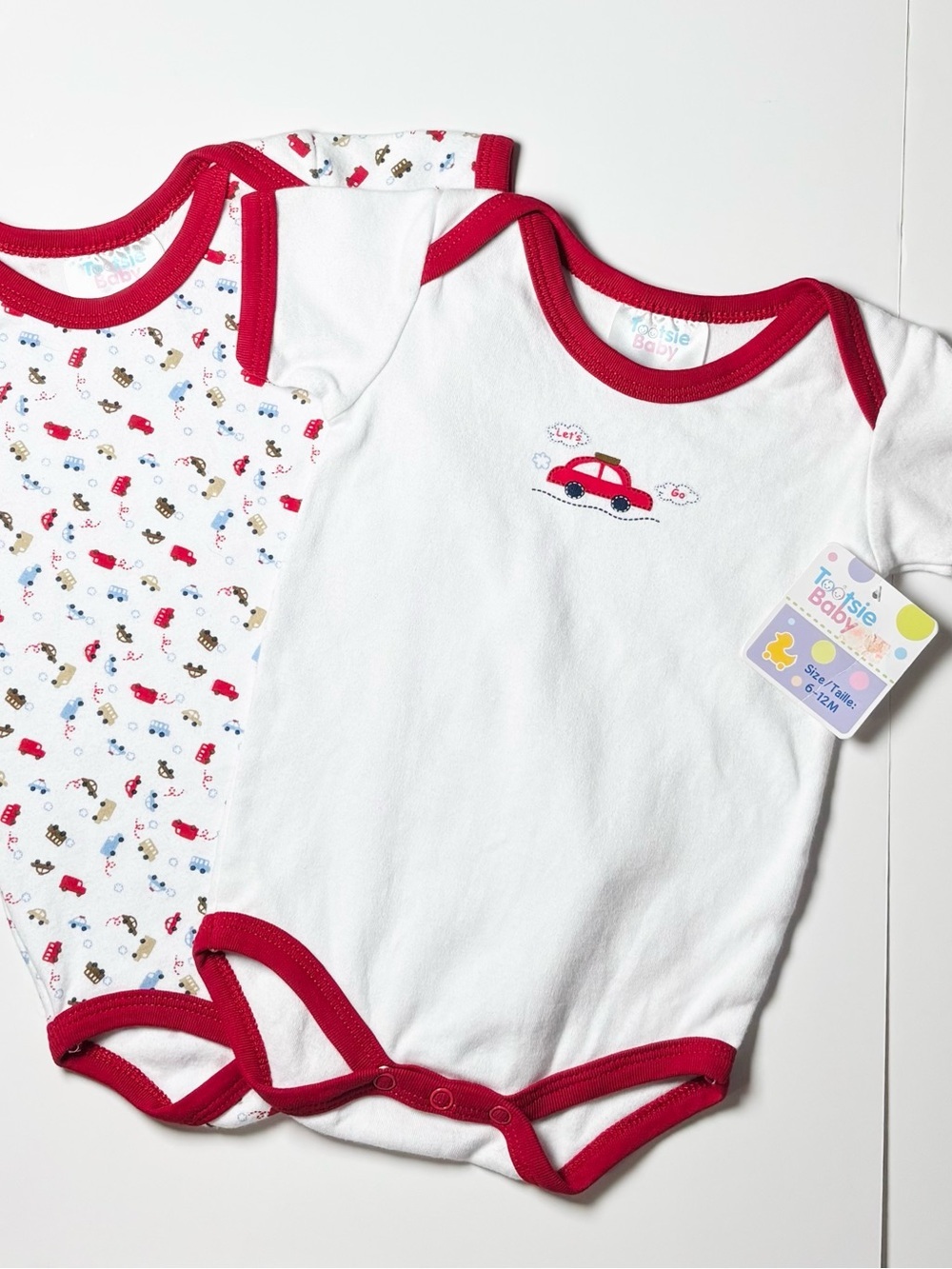 Vintage Y2K NWT Deadstock Tootsie Baby Race Car Embroidered Bodysuit Set 2pcs